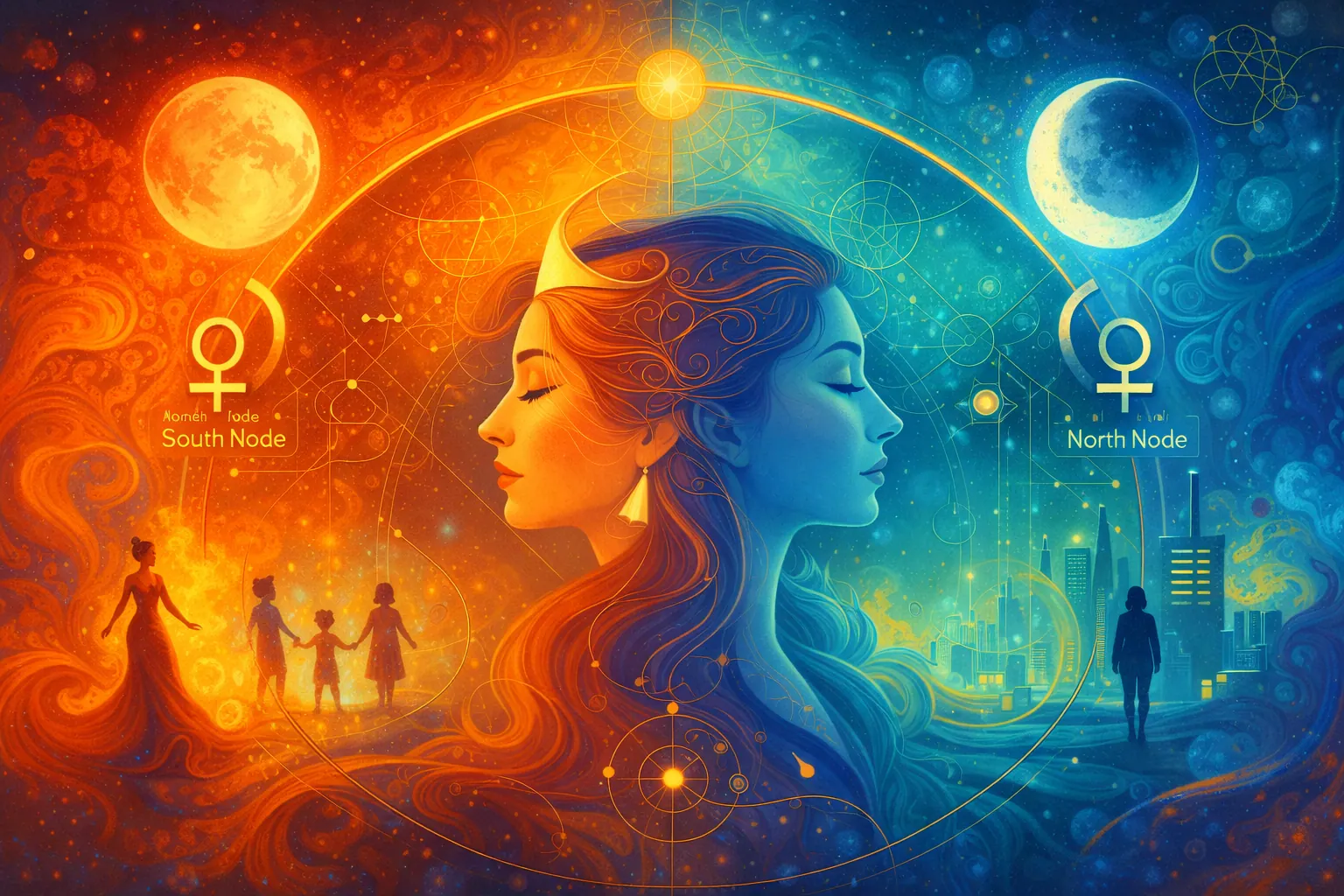 The Lunar Nodes in Your Chart: Growth Themes and Comfort Zones