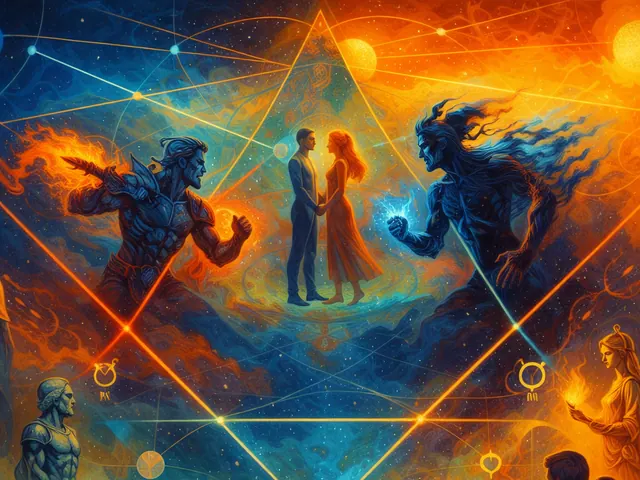 October 2026 newsletter illustration: There is a combative, catalytic current running under that sober work. Mars opposite Pluto on October 3 creates a volatile push for power an