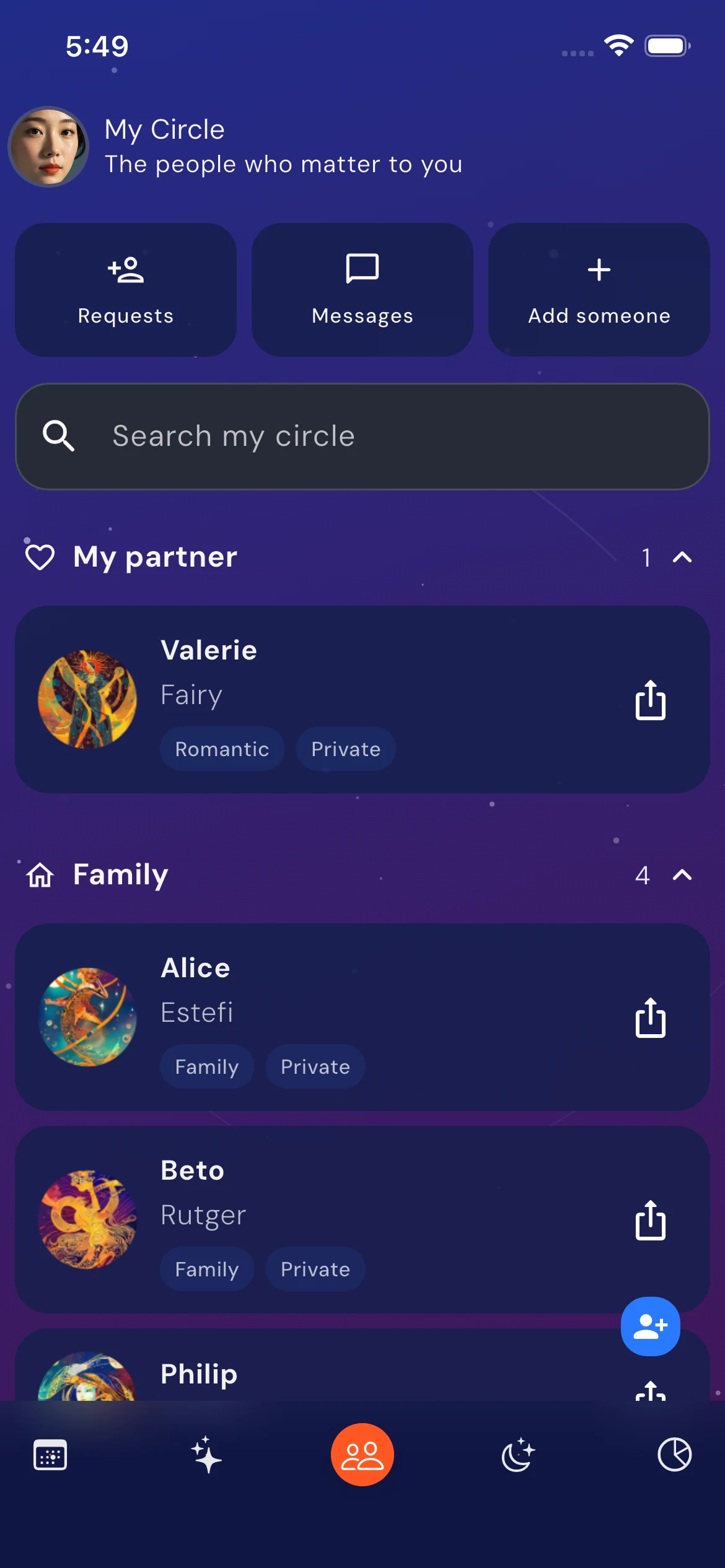 Friends and private profiles in My Circle