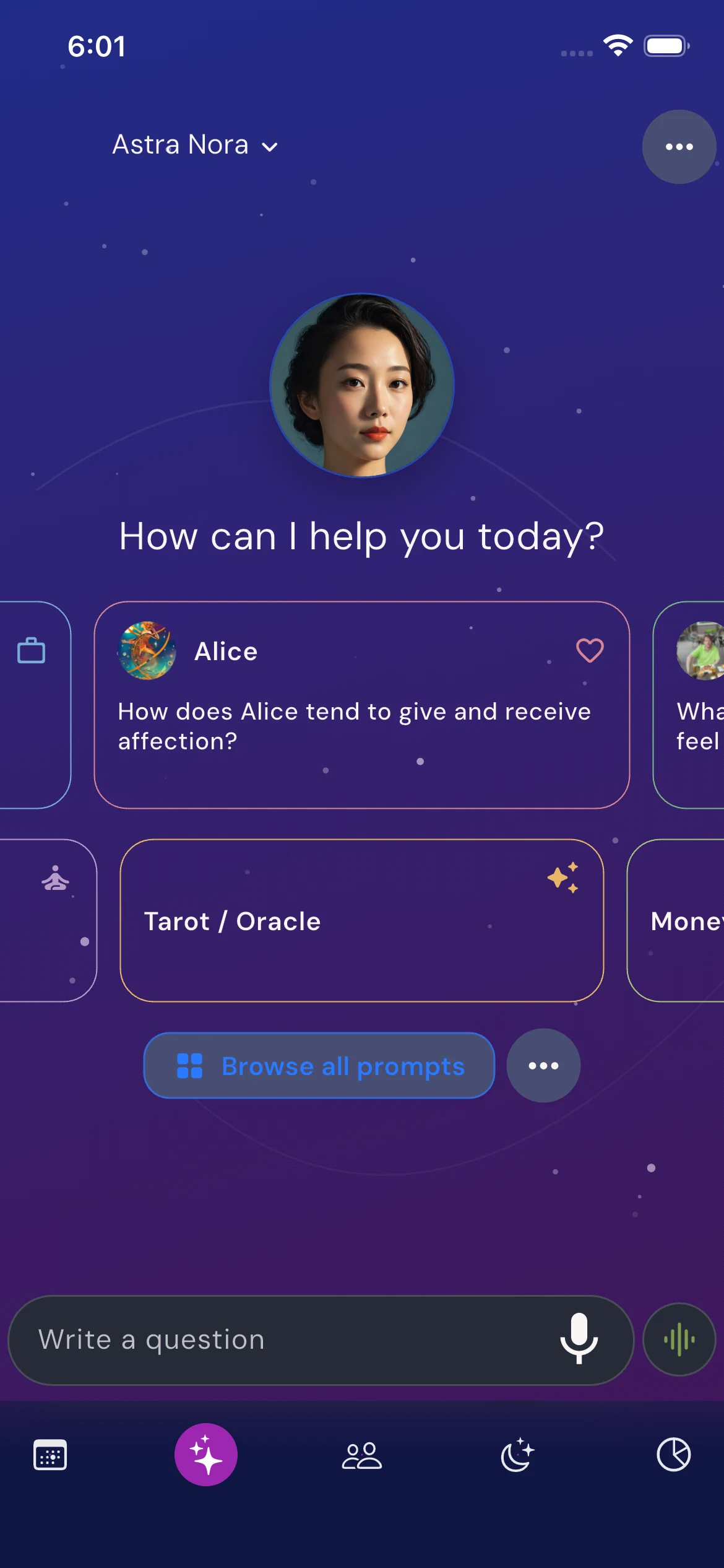 Astra Nora prompt library preview